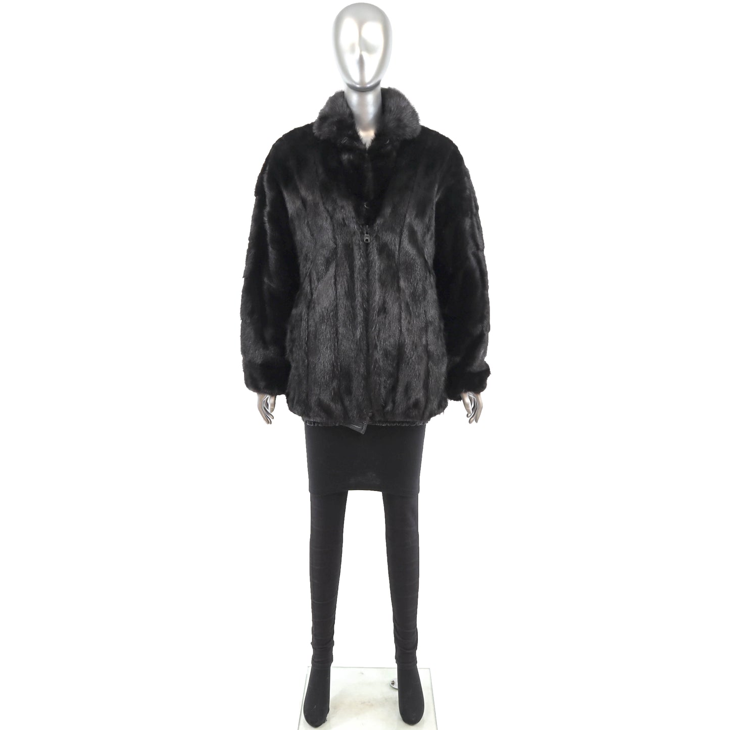 Black Mink Jacket Reversible to Leather- Size M