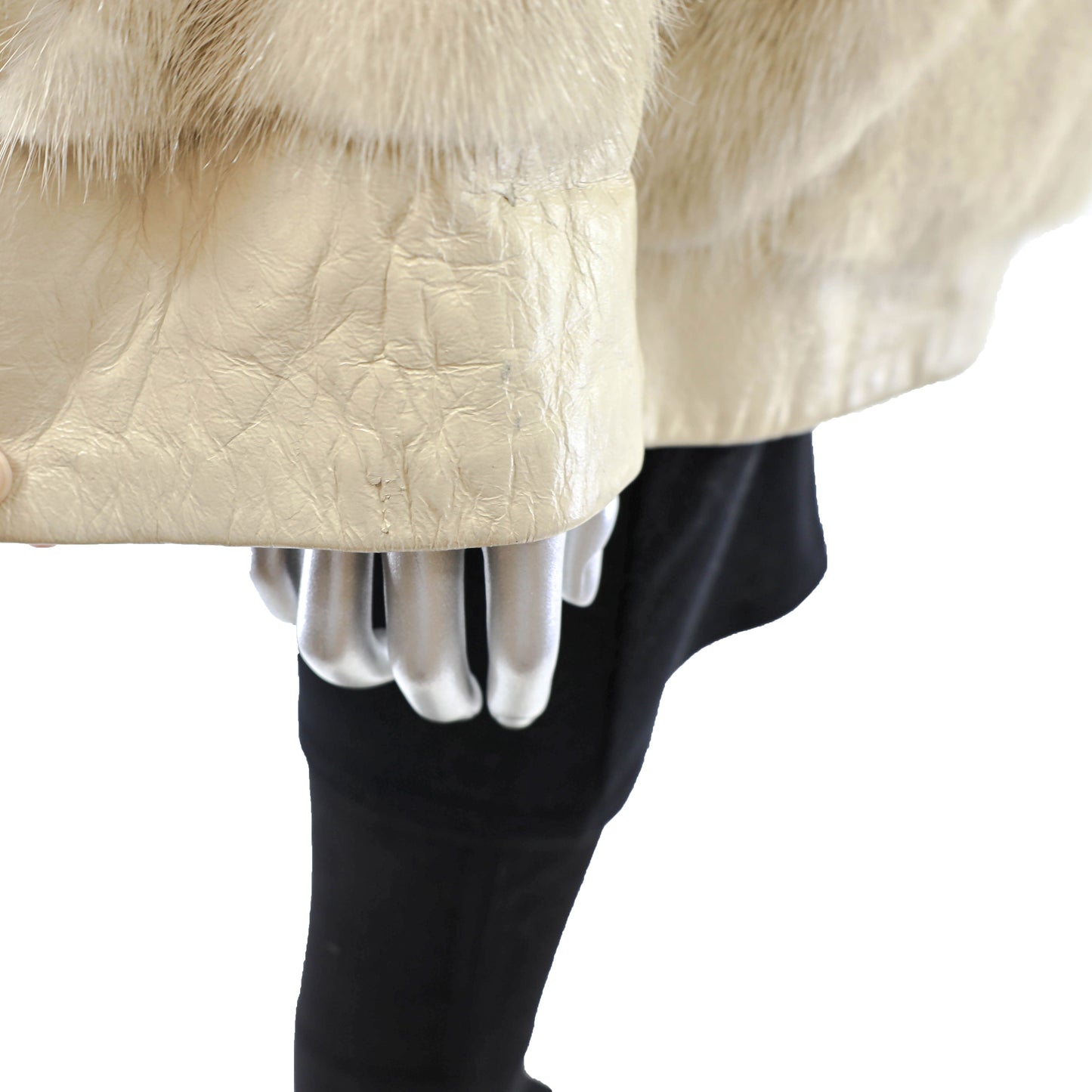 Ivory Mink Jacket with Leather Insert- Size L