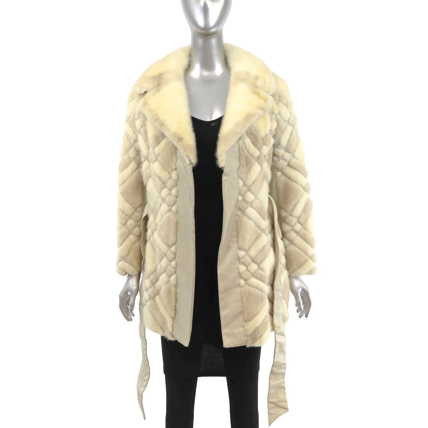 Ivory Mink and Leather Jacket- Size S