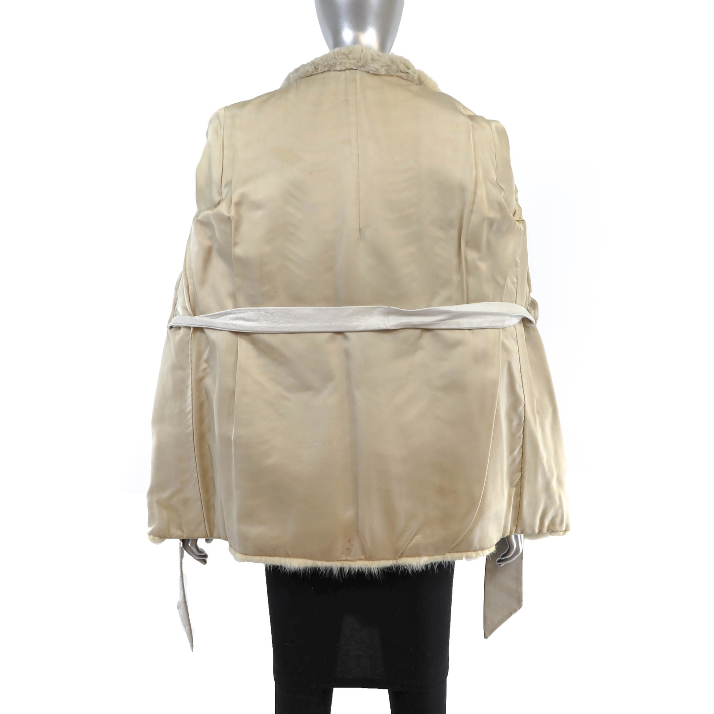 Tourmaline Mink and Leather Jacket with Fox Collar- Size S