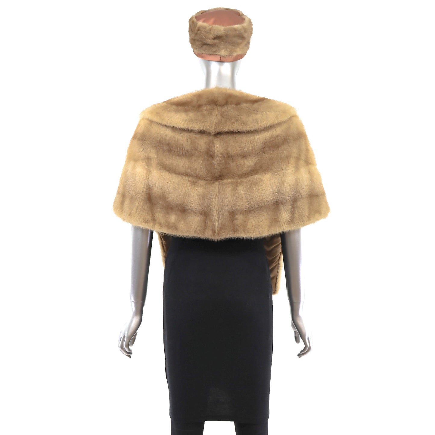 Pastel Mink Stole with Matching Hat- Size Free