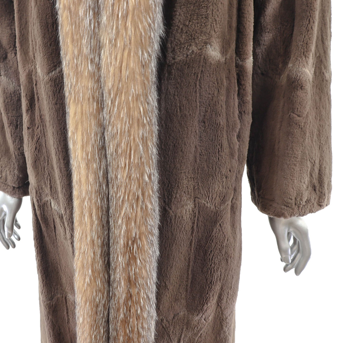 Neiman Marcus Sheared Muskrat Coat with Fox Tuxedo- Size M