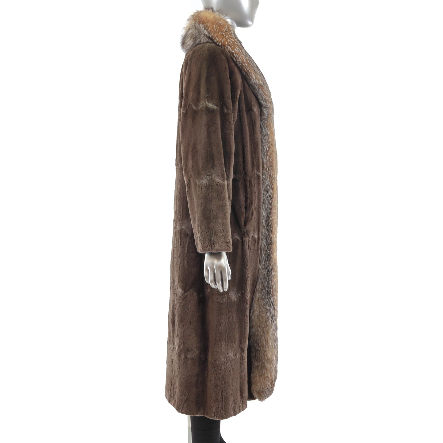 Neiman Marcus Sheared Muskrat Coat with Fox Tuxedo- Size M