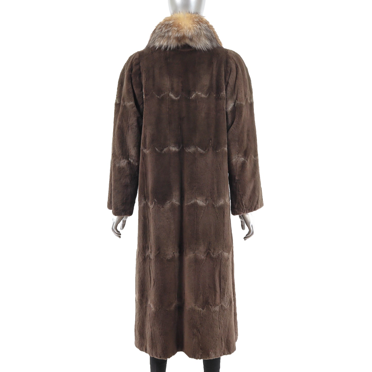 Neiman Marcus Sheared Muskrat Coat with Fox Tuxedo- Size M