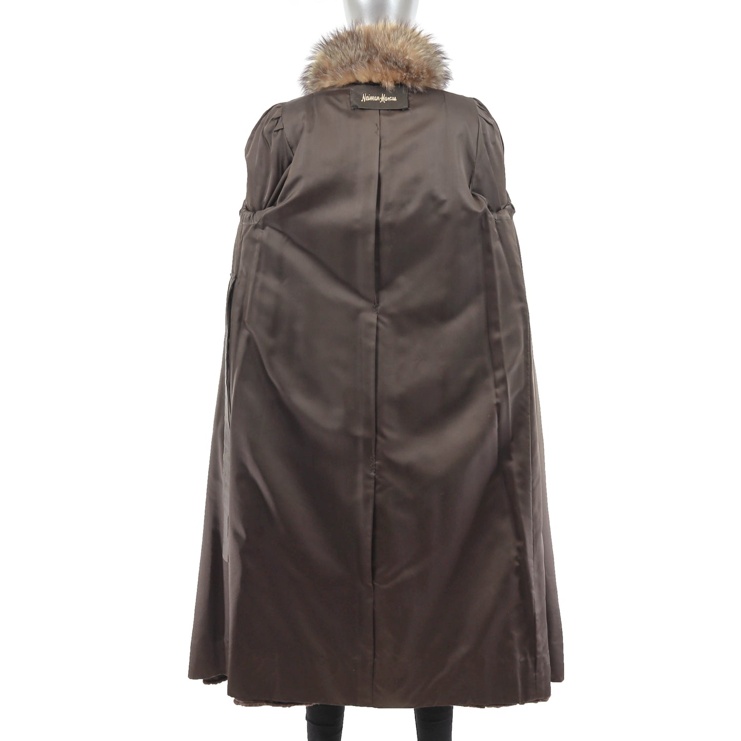 Neiman Marcus Sheared Muskrat Coat with Fox Tuxedo- Size M