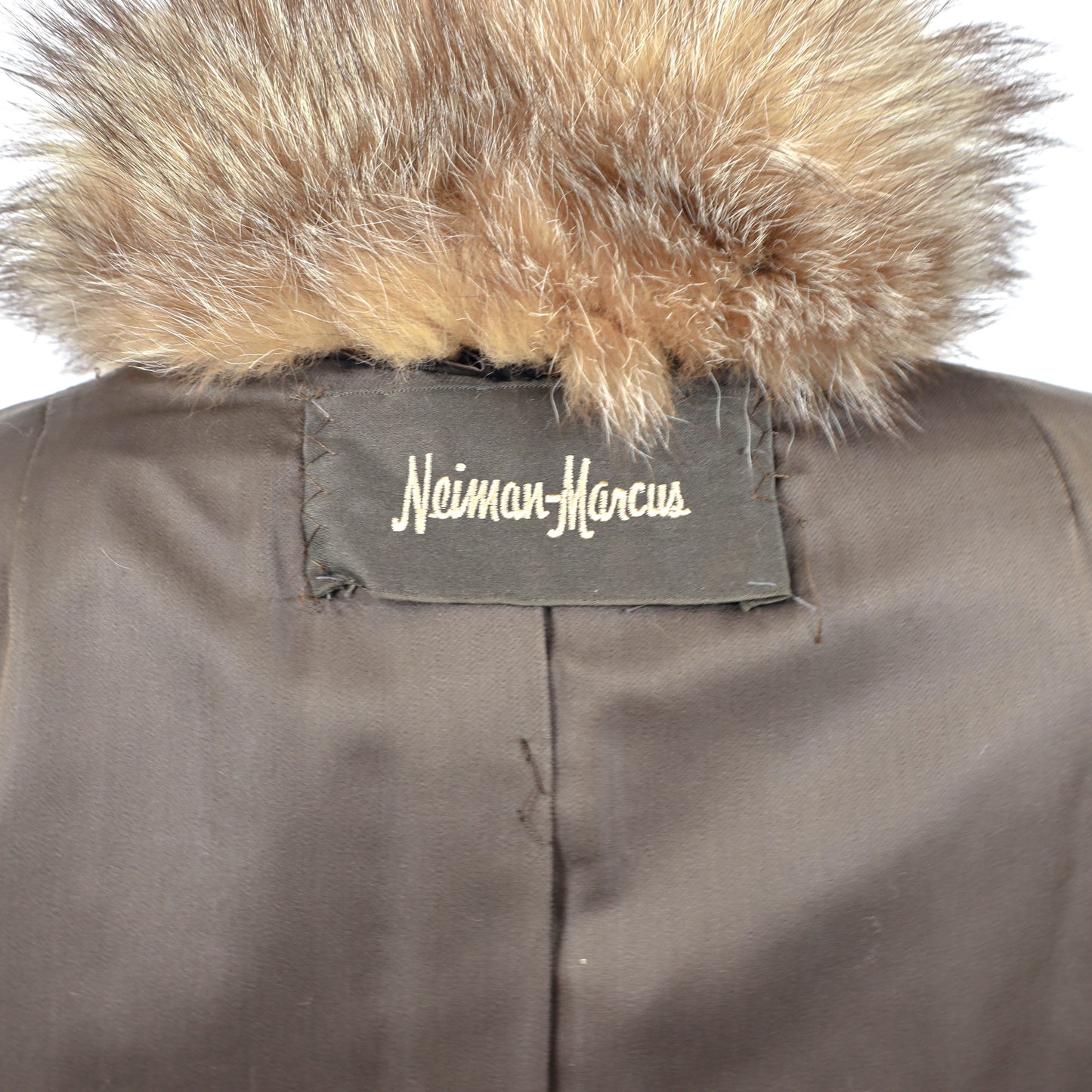 Neiman Marcus Sheared Muskrat Coat with Fox Tuxedo- Size M