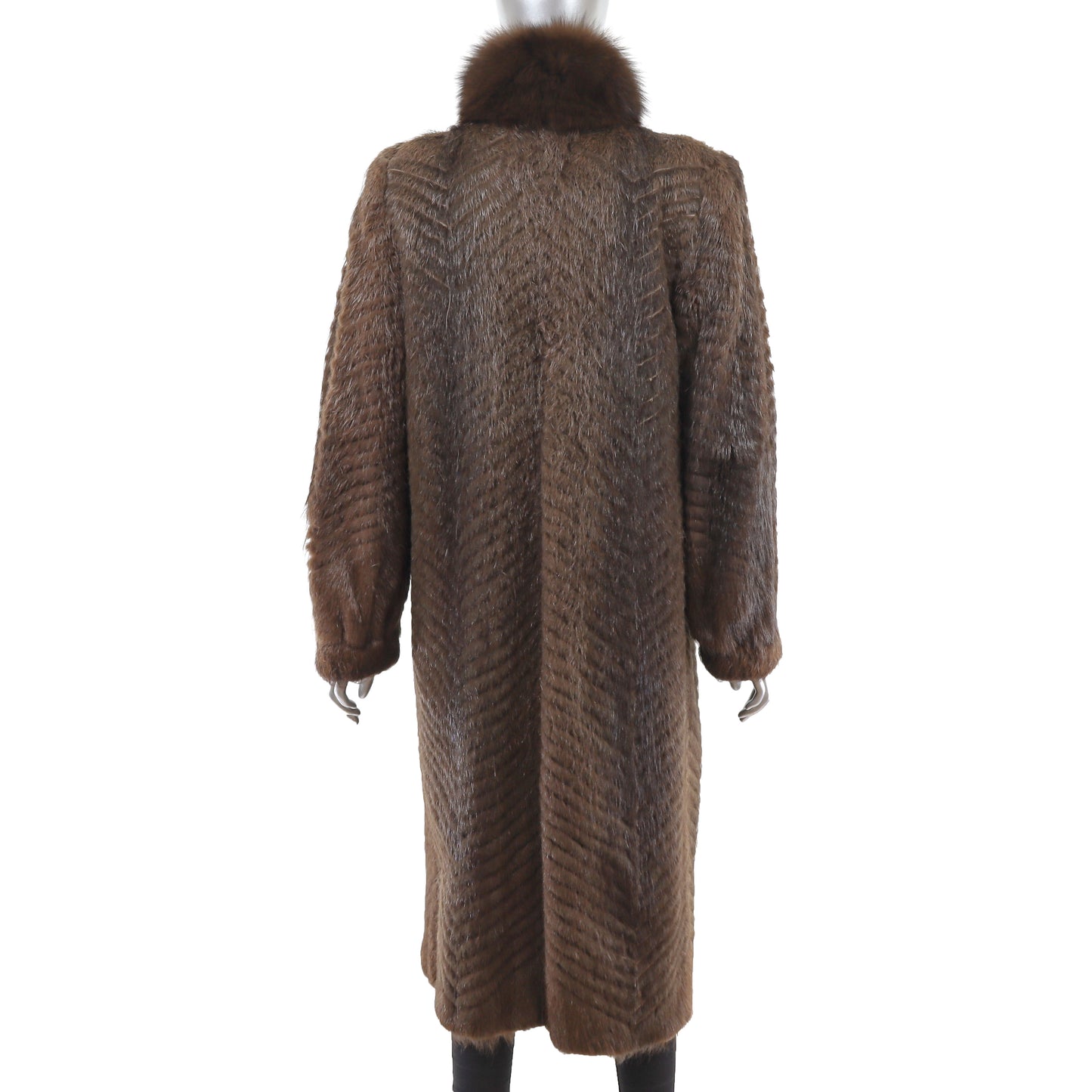 Nutria Coat with Fox Tuxedo- Size M