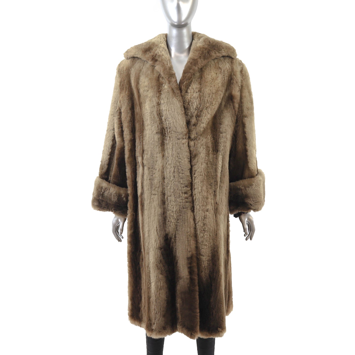 Brown Sheared Nutria Coat- Size XL