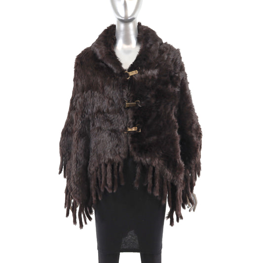 Dark Brown Knitted Rabbit Cape- Size S