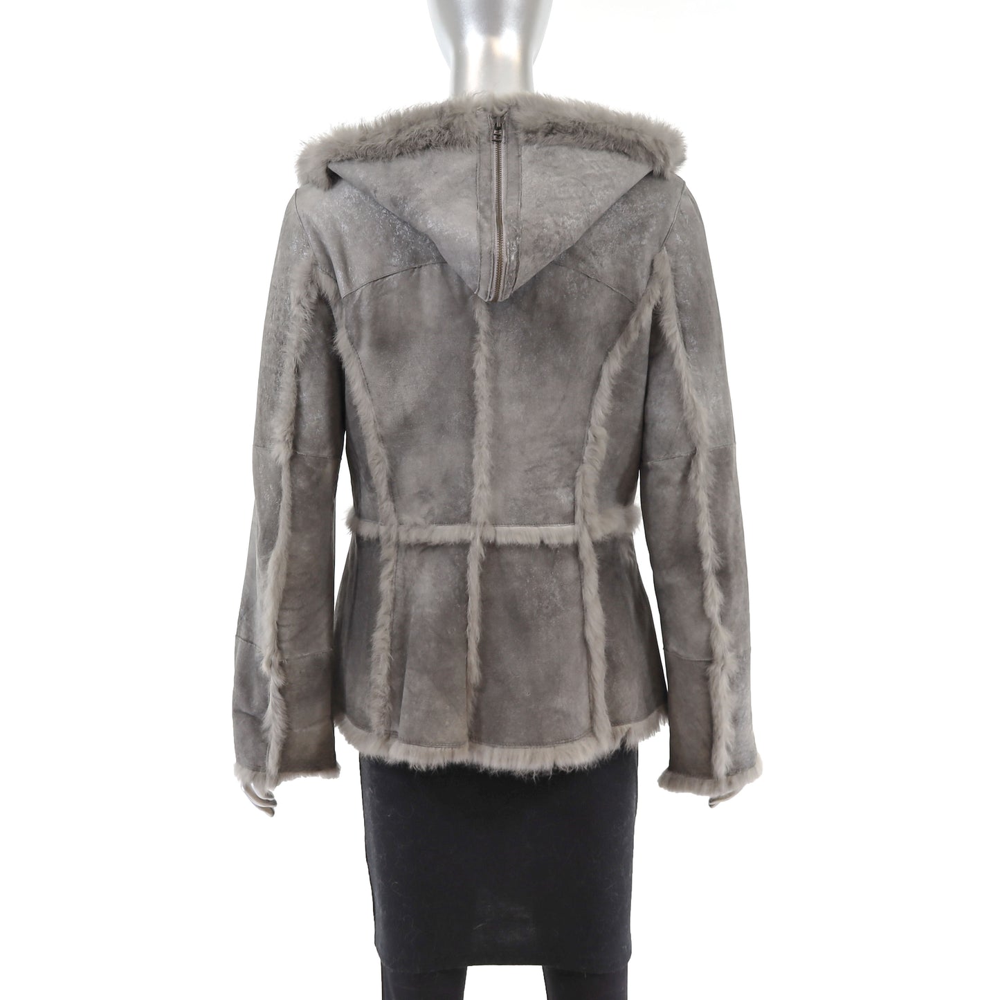 Grey Hide Out Rabbit Jacket with Hood- Size M