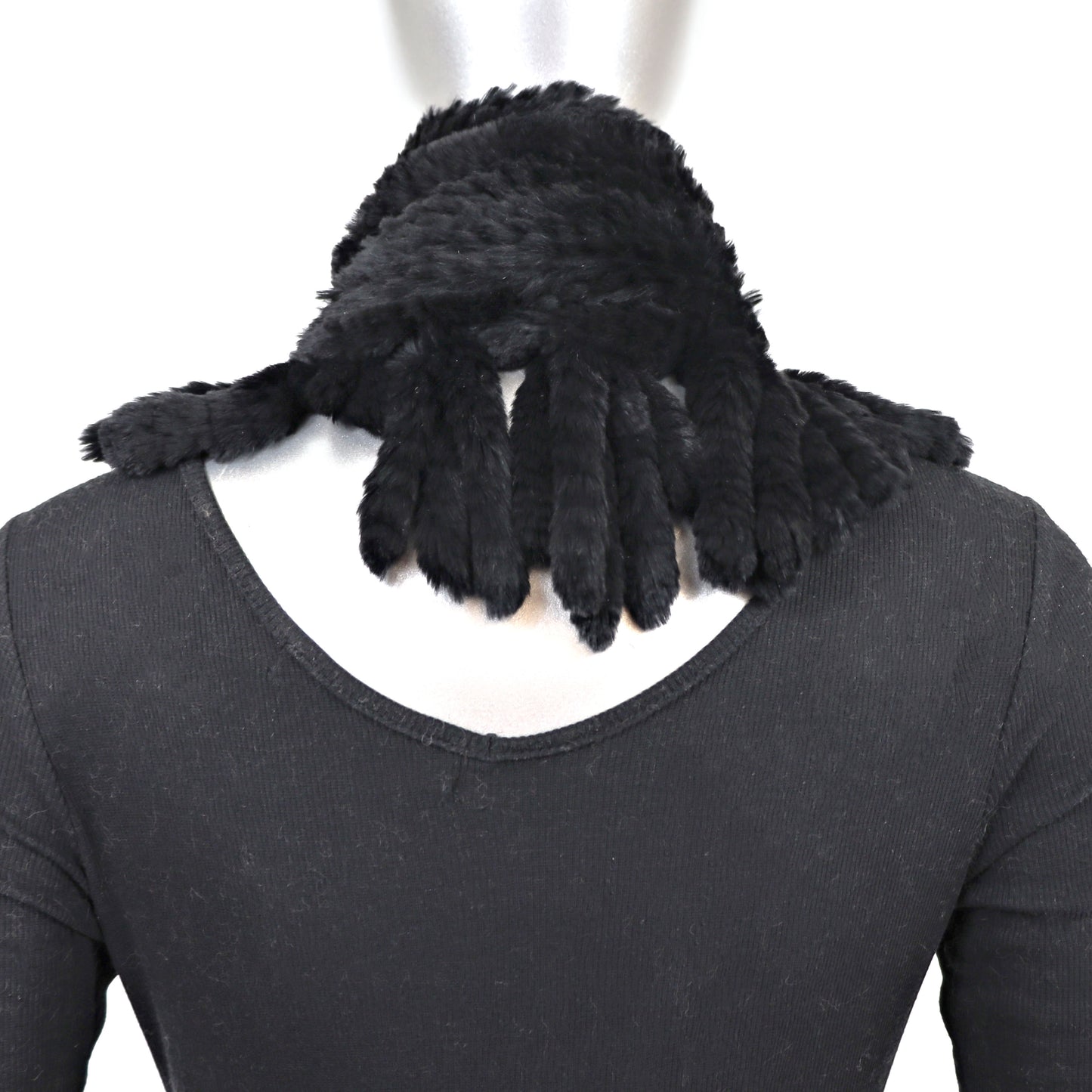 Black Knitted Rabbit Scarf- Size Free