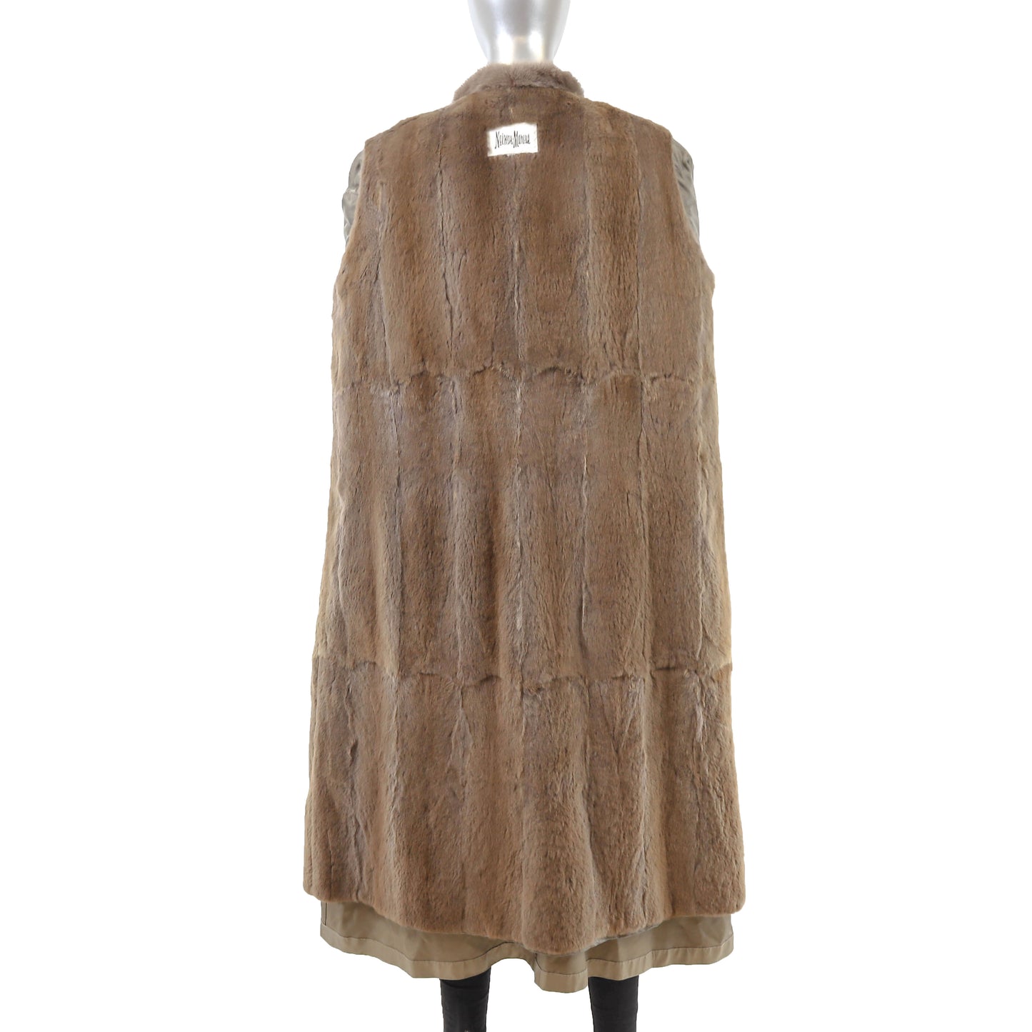 Neiman Marcus Beige Raincoat with Detachable Sheared Mink Lining- Size L