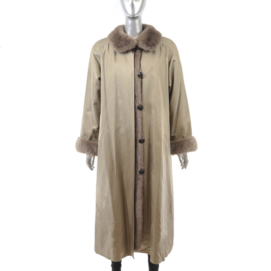 Neiman Marcus Beige Raincoat with Detachable Sheared Mink Lining- Size L