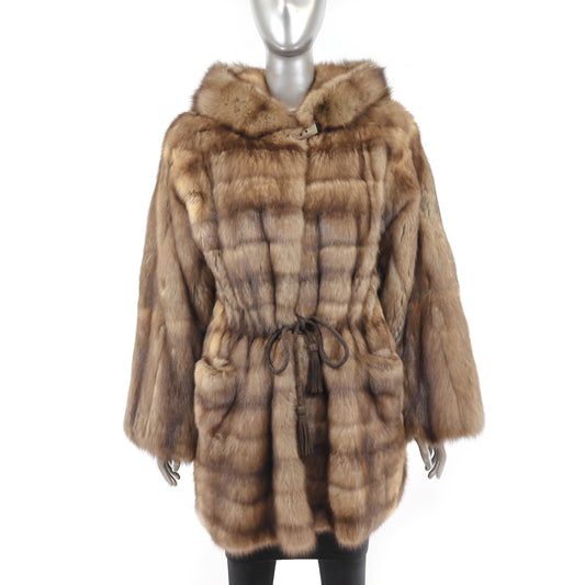 Hooded Sable 3/4 Coat- Size XL