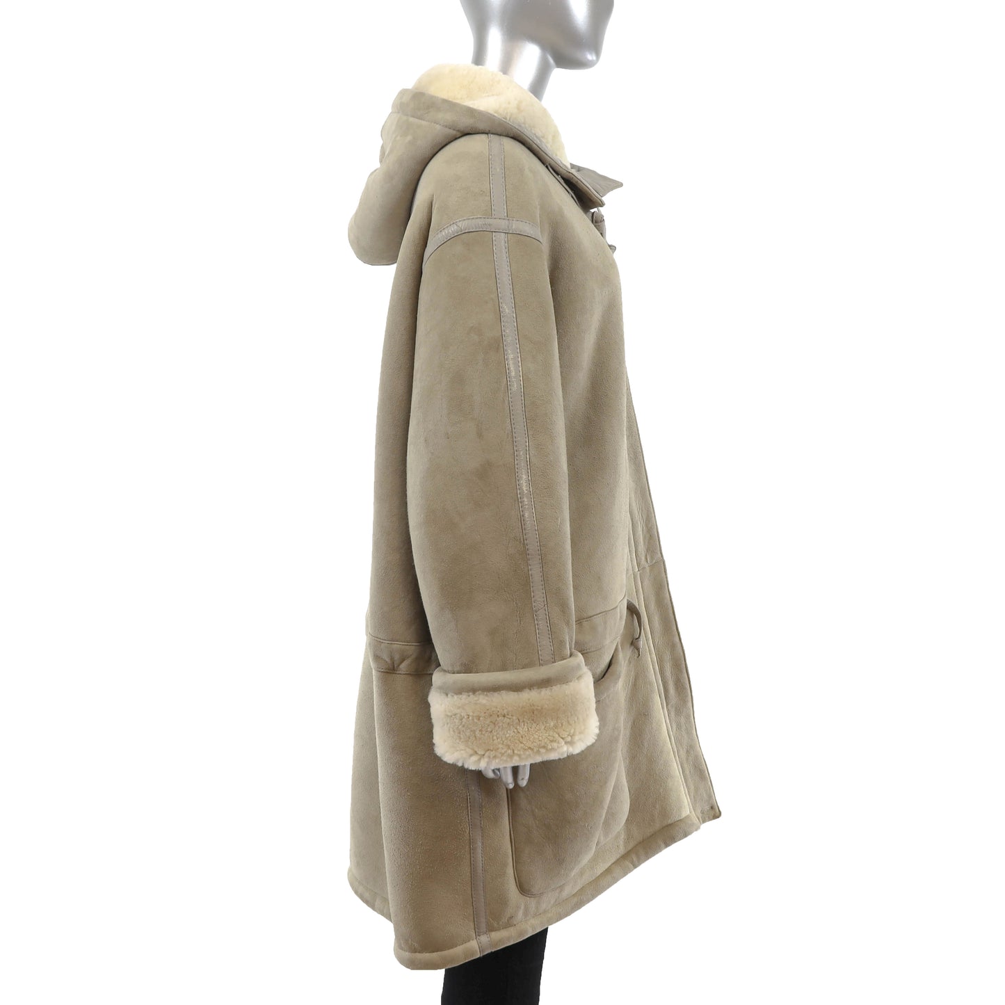 Hooded Shearling Coat- Size XXL