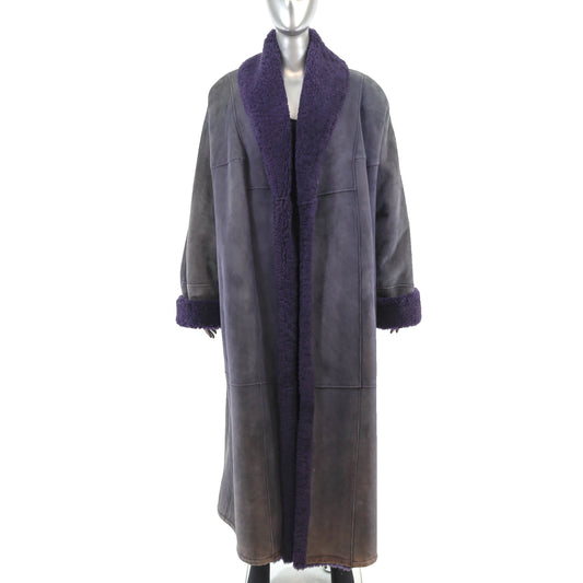 Purple Long Shearling Coat- Size XXXXL