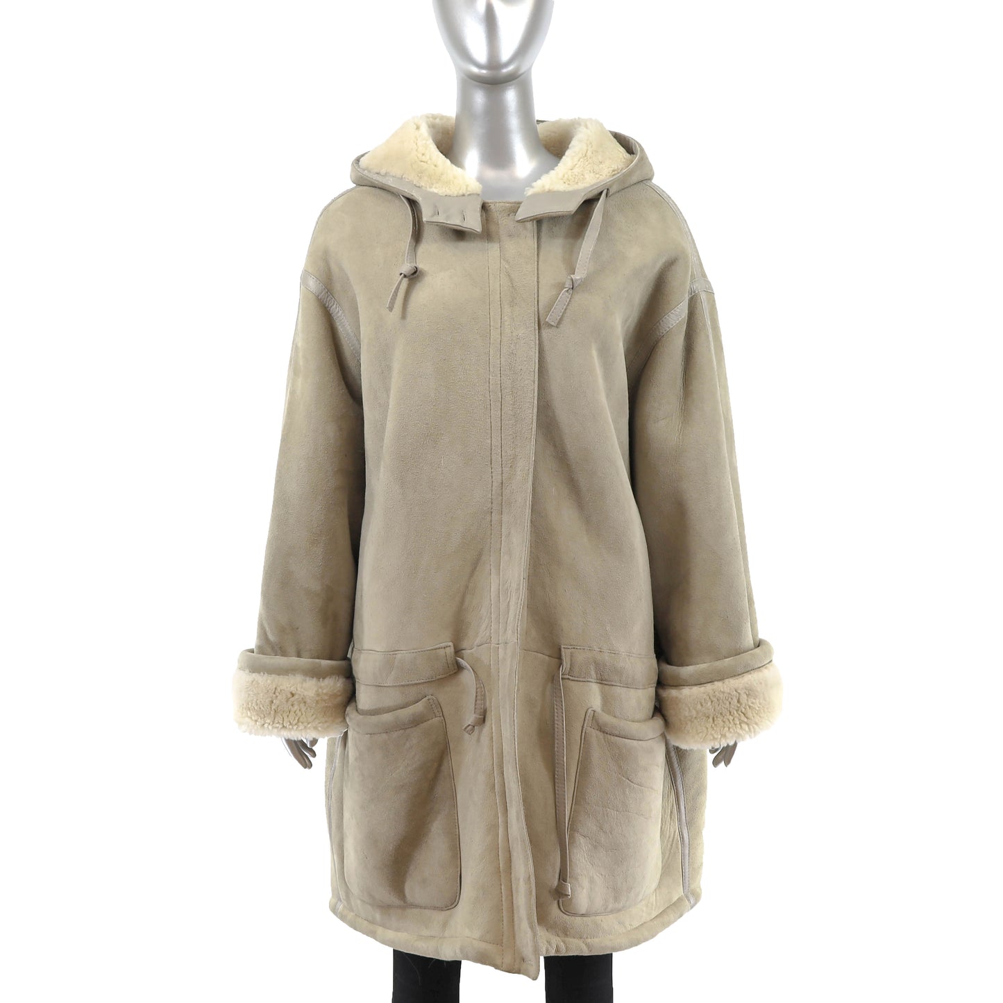 Hooded Shearling Coat- Size XXL