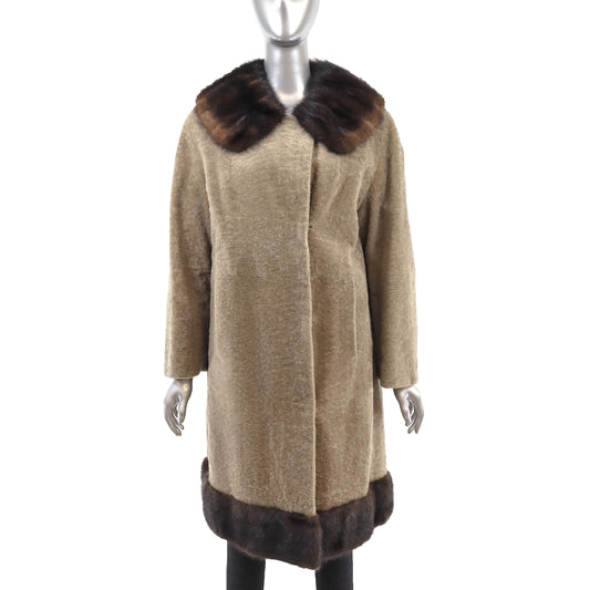 Shearling Coat with Mink Trim- Size L