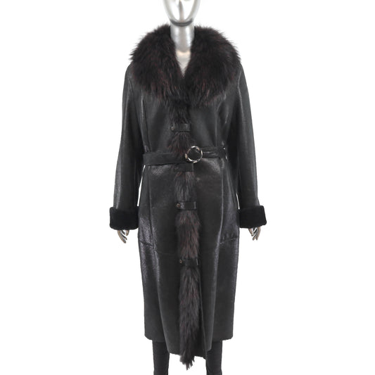Shearling Coat with Fox Collar- Size S