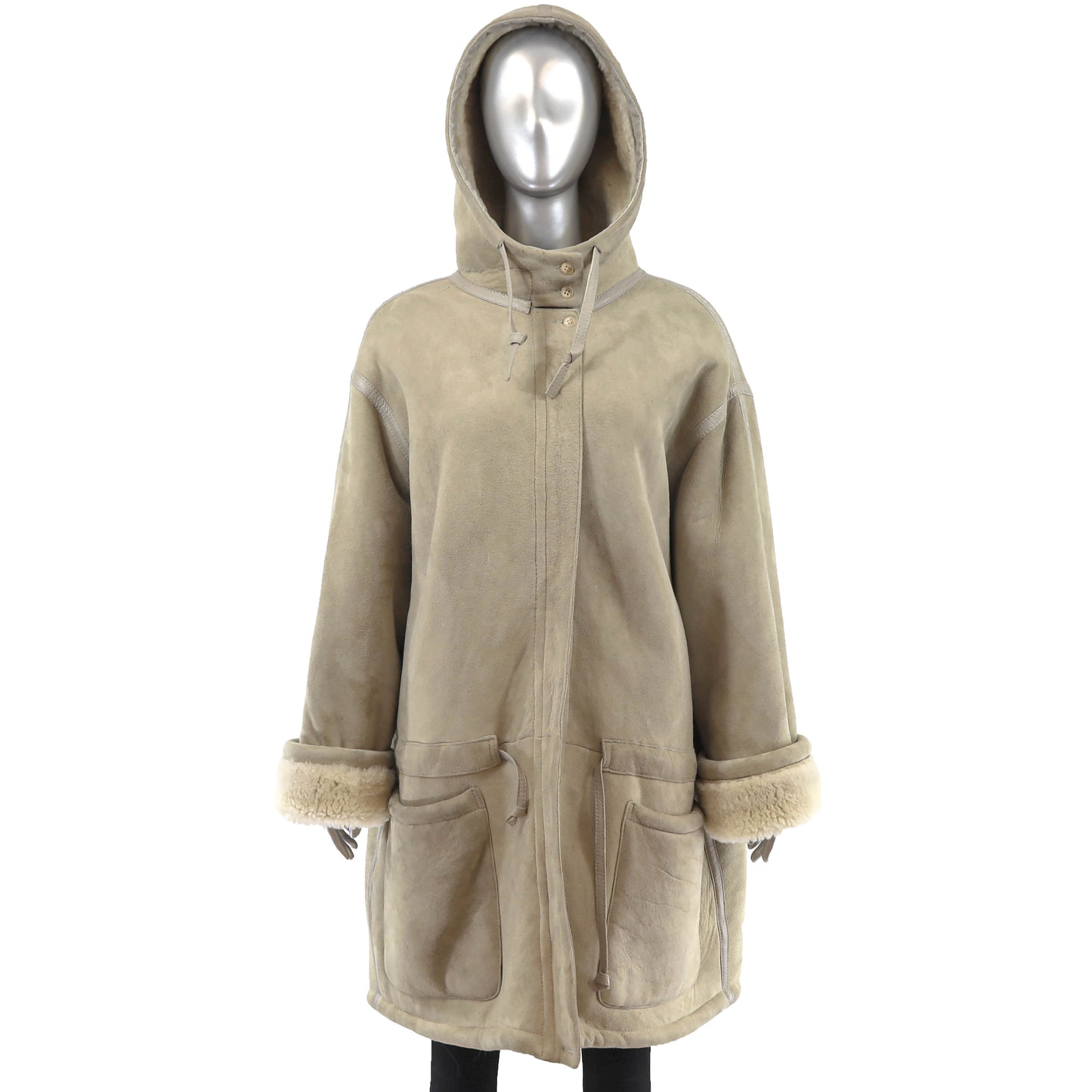 Hooded Shearling Coat- Size XXL