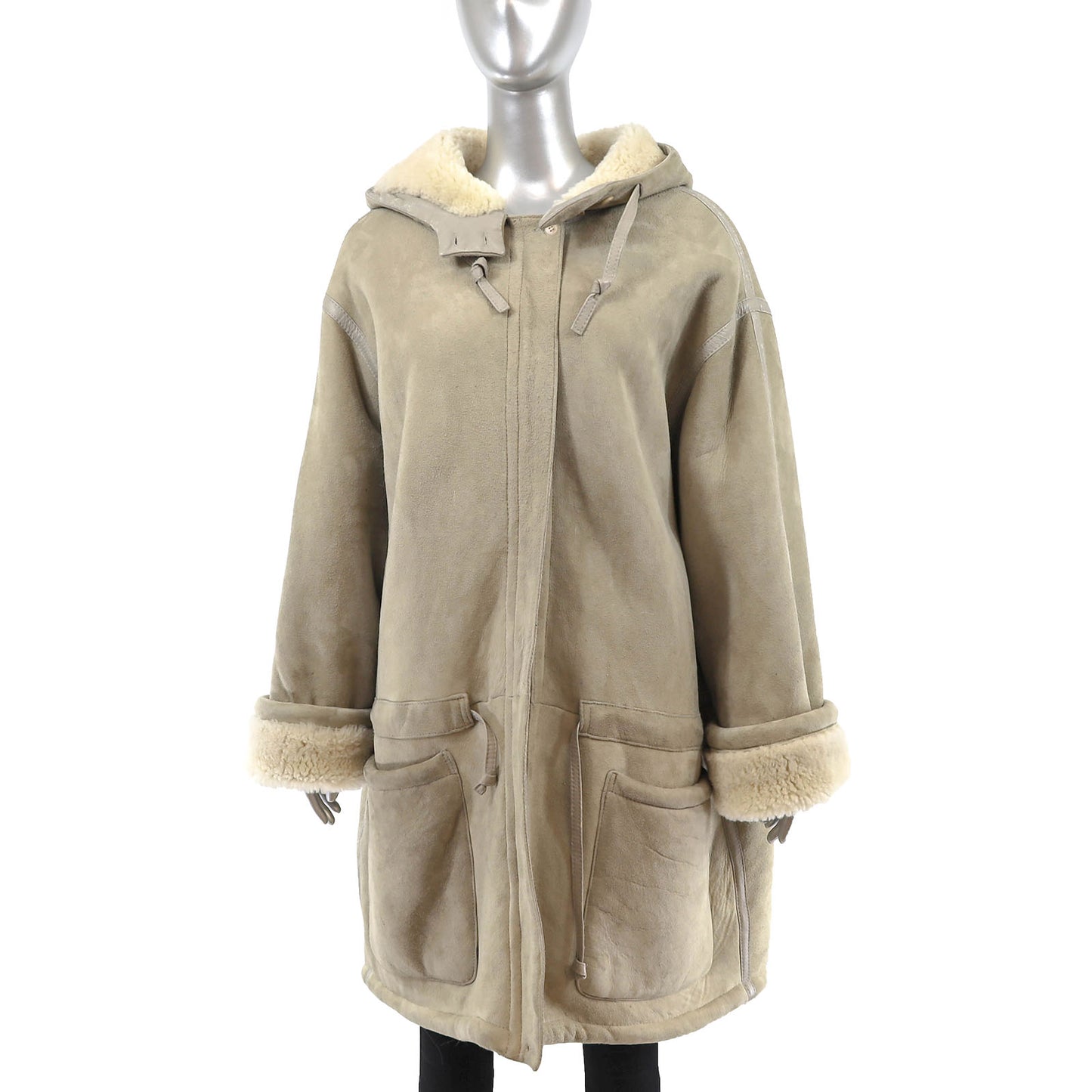 Hooded Shearling Coat- Size XXL