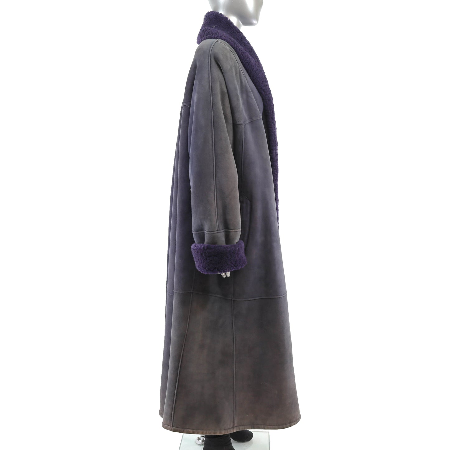 Purple Long Shearling Coat- Size XXXXL