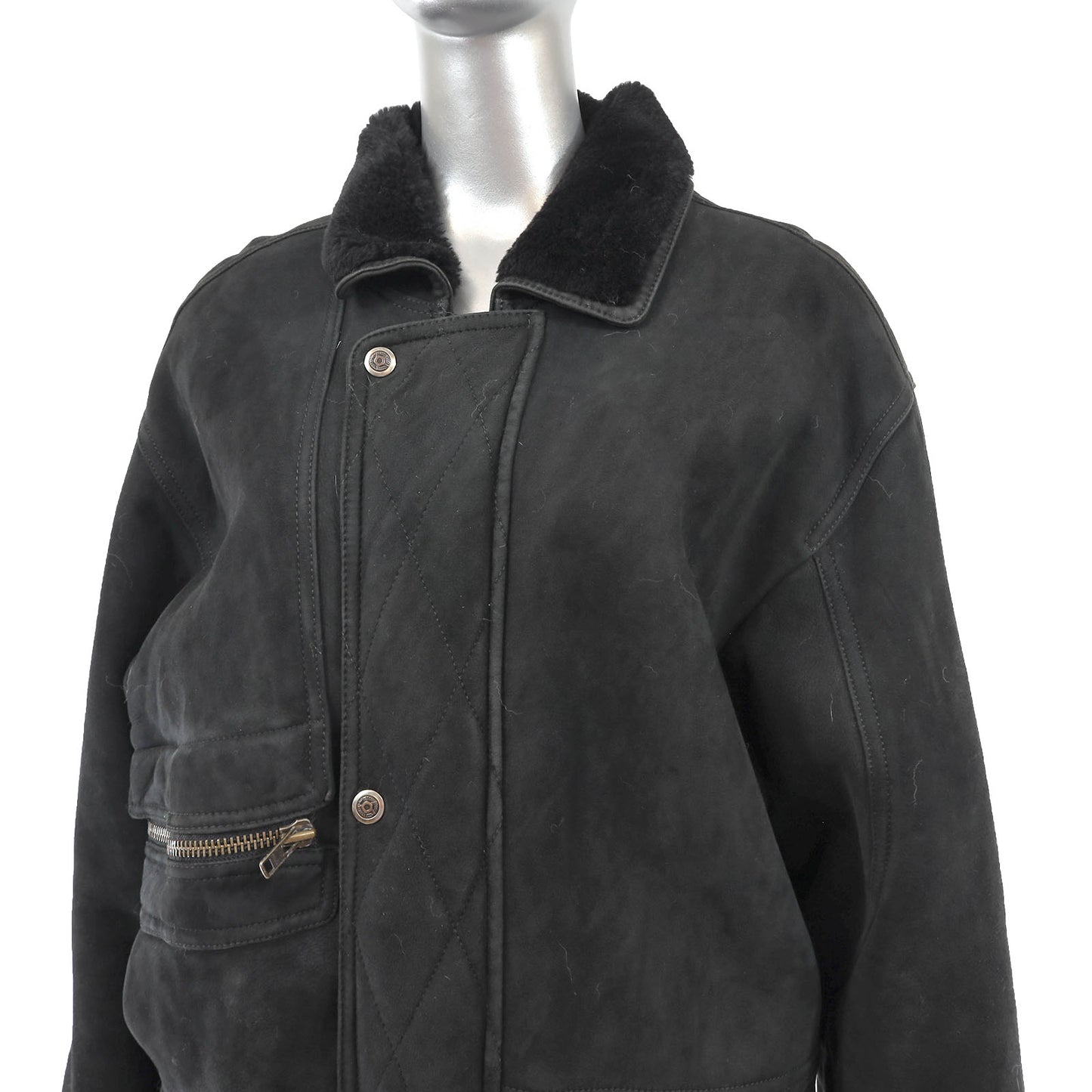 Men's Black Shearling Jacket- Size L