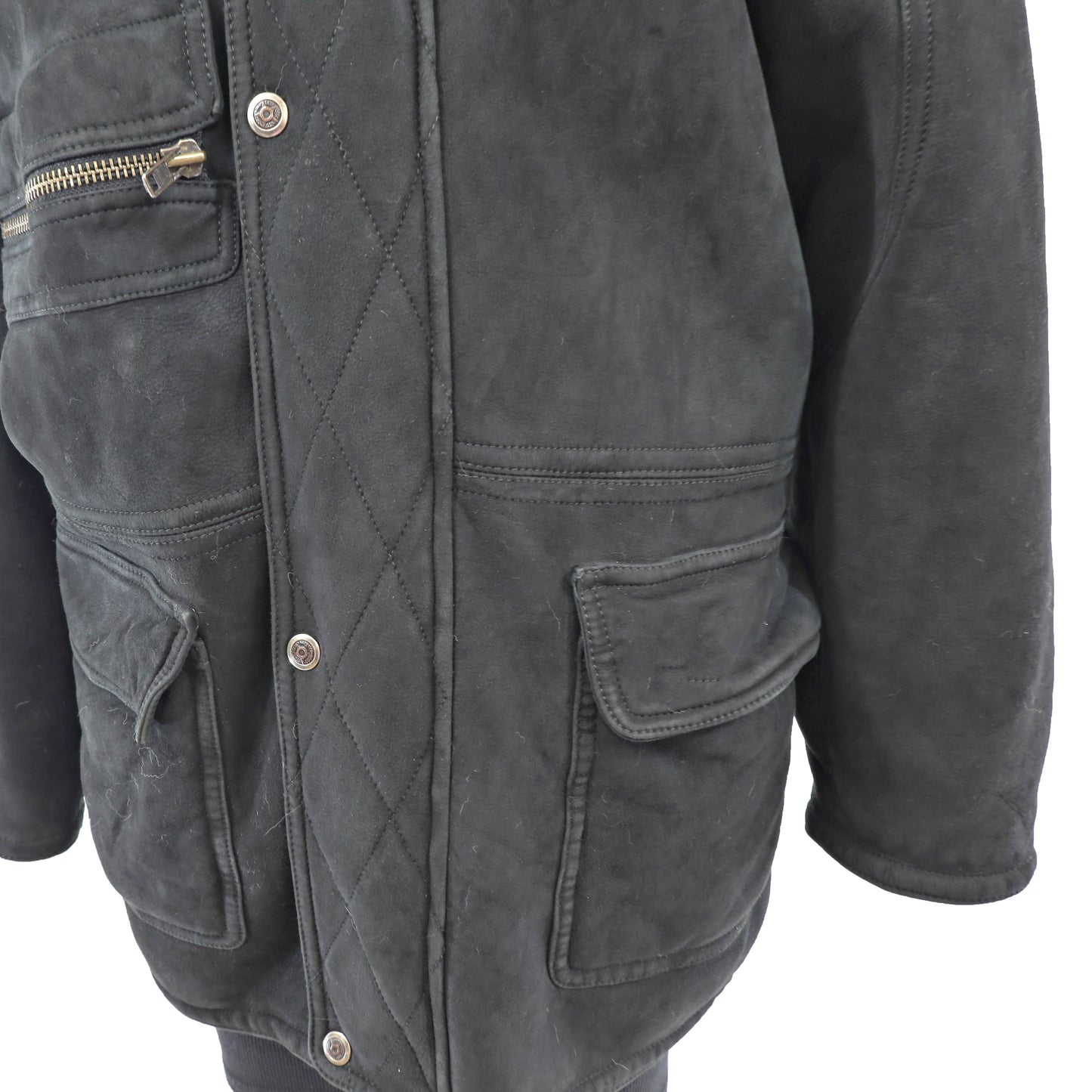 Men's Black Shearling Jacket- Size L