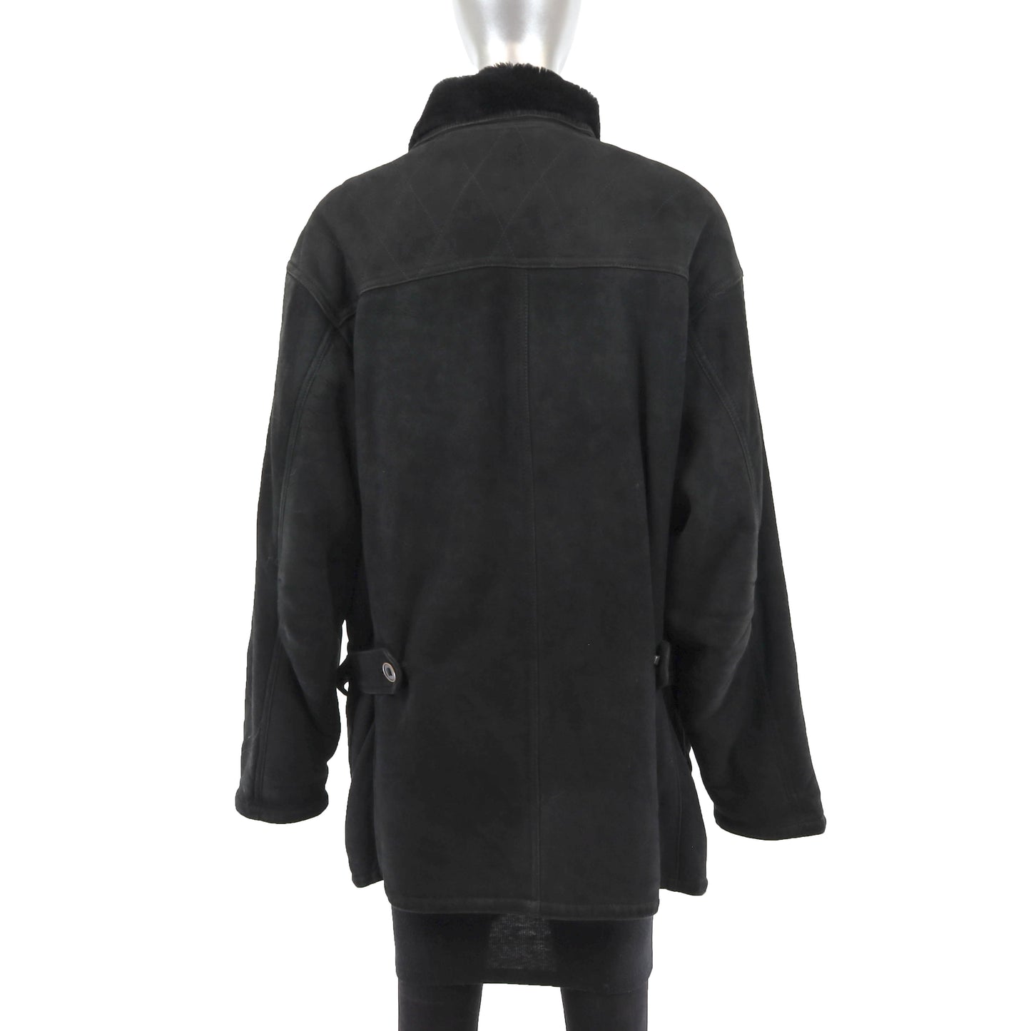 Men's Black Shearling Jacket- Size L