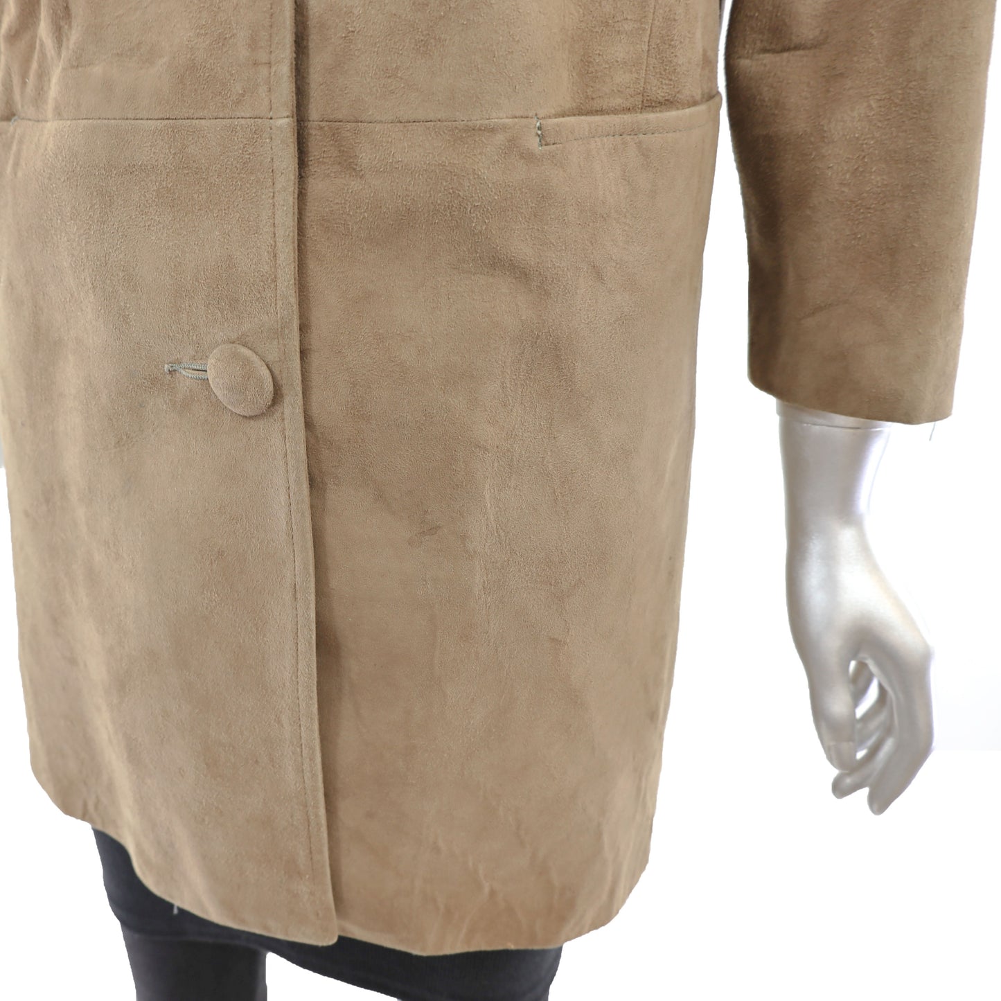 Suede Coat with Mink Collar- Size M