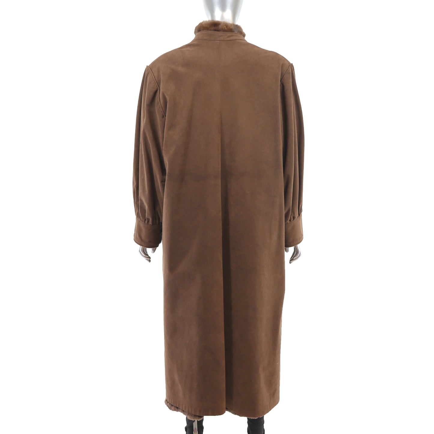 Bergdorf Goodman Ultrasuede Coat with Removable Squirrel Liner- Size L