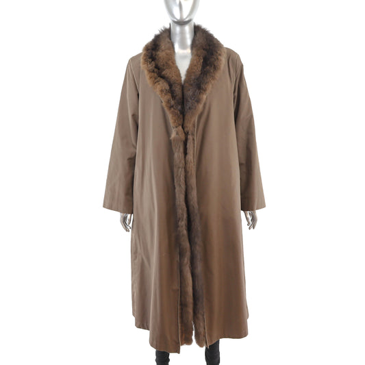 Taffeta Coat with Removable Opossum Lining- Size L