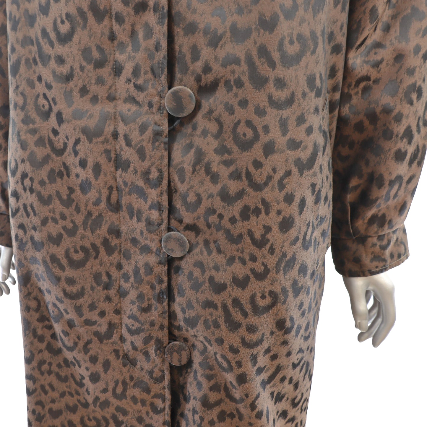 Animal Printed Taffeta Coat with Mink Lining and Removable Hood- Size XXL