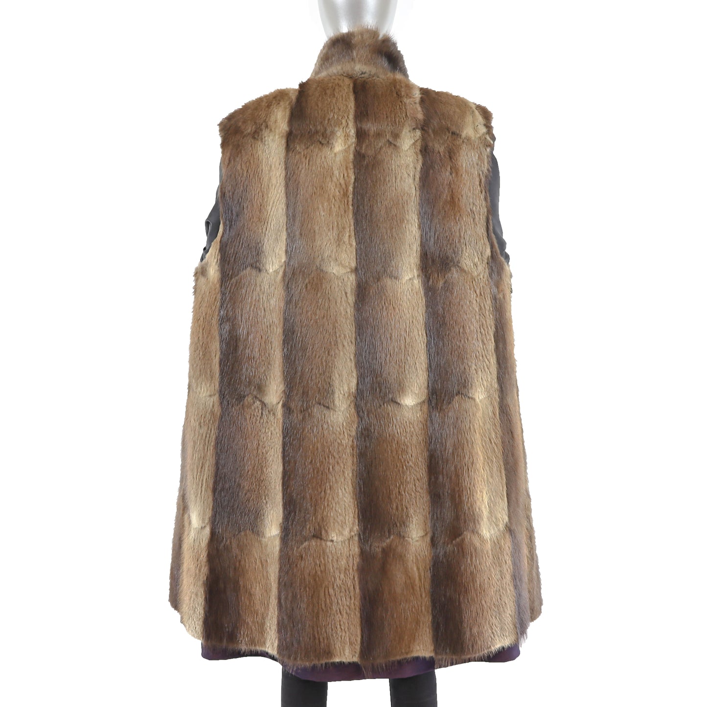 Taffeta Coat with Detachable Muskrat Lining- Size L