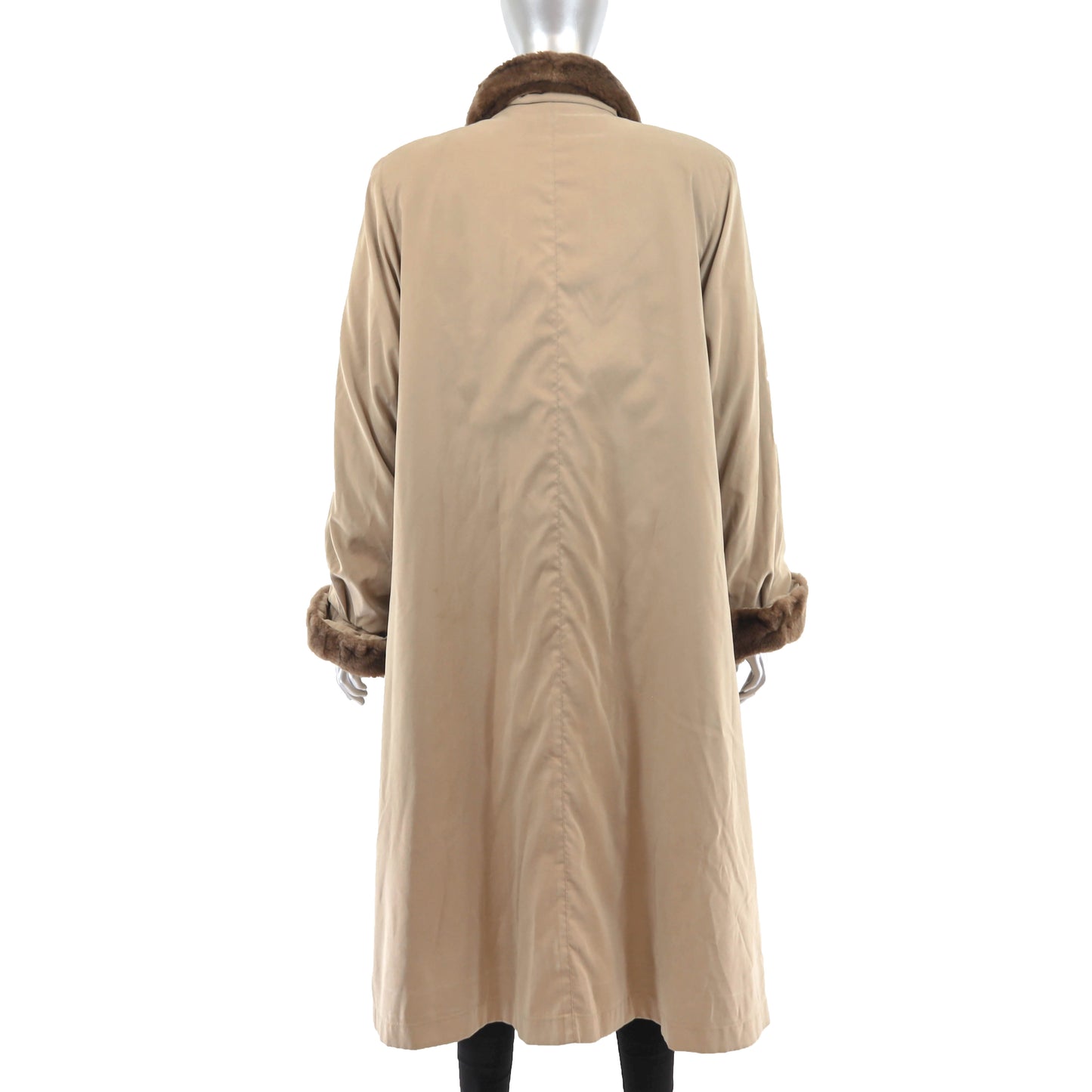 Neiman Marcus Trench Coat with Detachable Sheared Nutria Lining- Size XL