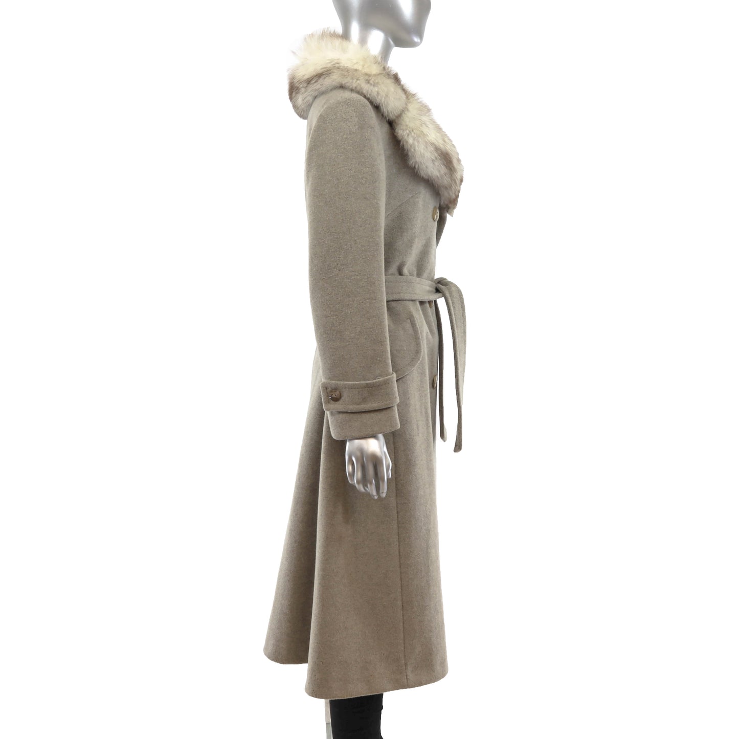 Wool Coat with Fox Collar- Size S