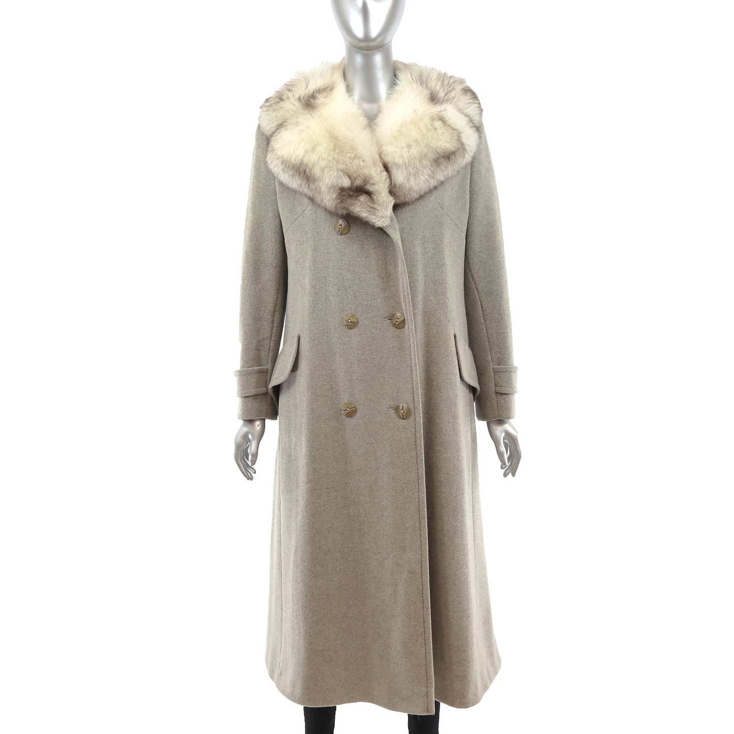 Wool Coat with Fox Collar- Size S