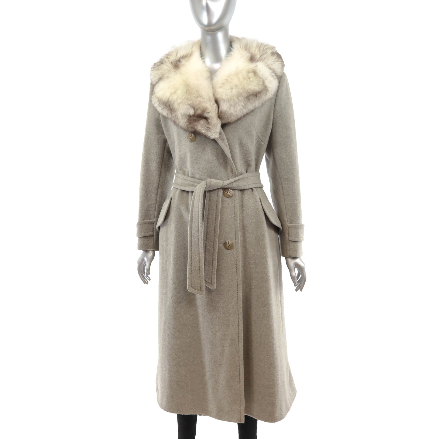 Wool Coat with Fox Collar- Size S