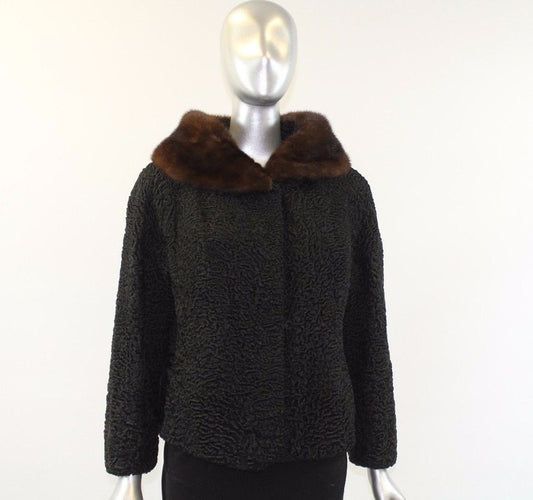 Black Lamb Fur Jacket Size S