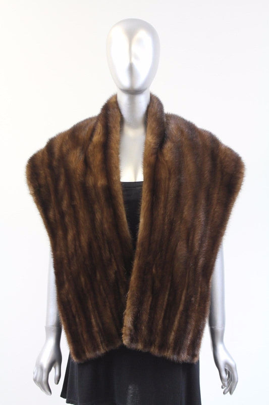 Mahogany Mink Fur Shawl/Stole- Size FREE