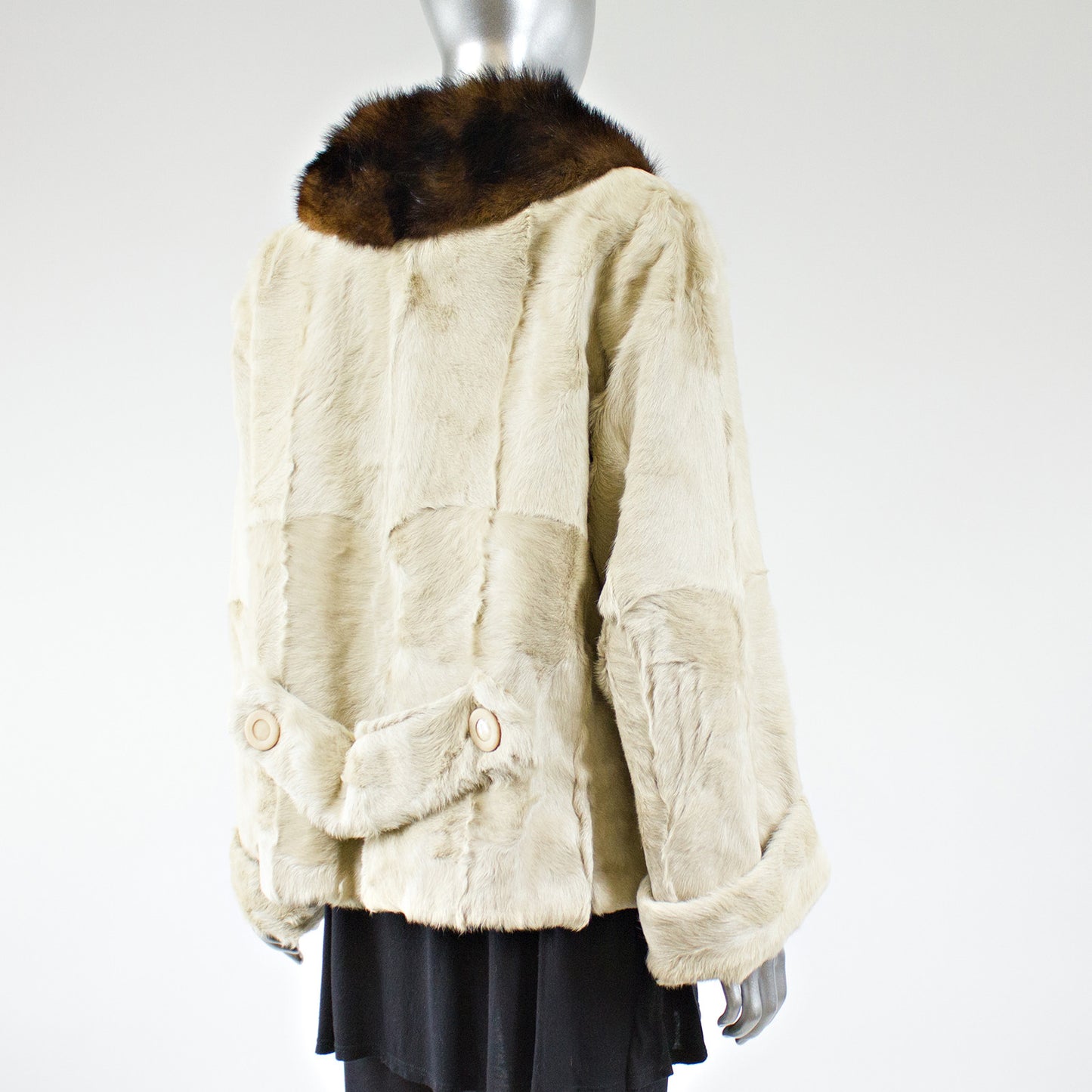 Beige Goat Kid Skin with Mink Fur Collar Jacket - Size S - Pre-Owned