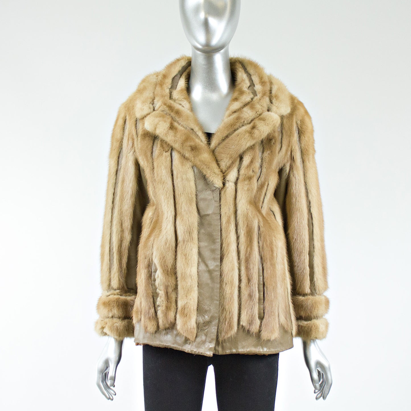 Autumn Haze Mink Fur Jacket with Leather Inserts - Size XS/S