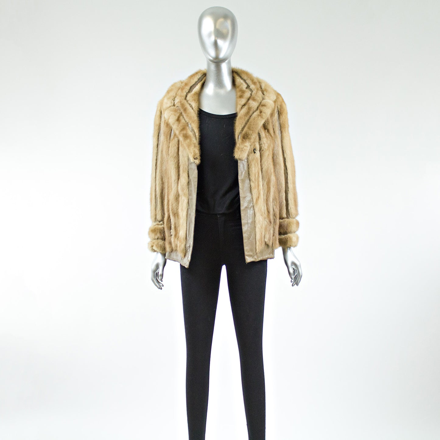 Autumn Haze Mink Fur Jacket with Leather Inserts - Size XS/S