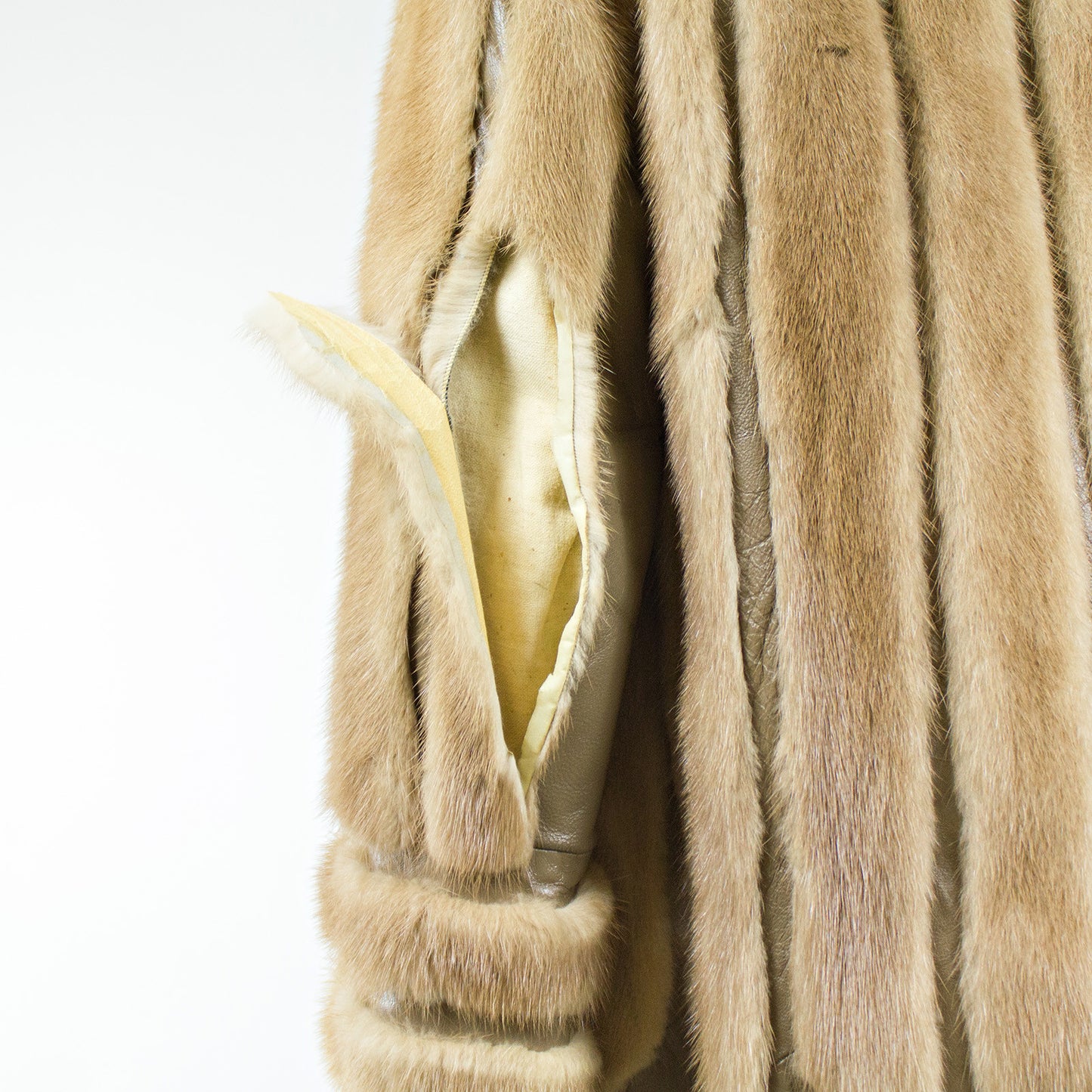 Autumn Haze Mink Fur Jacket with Leather Inserts - Size XS/S