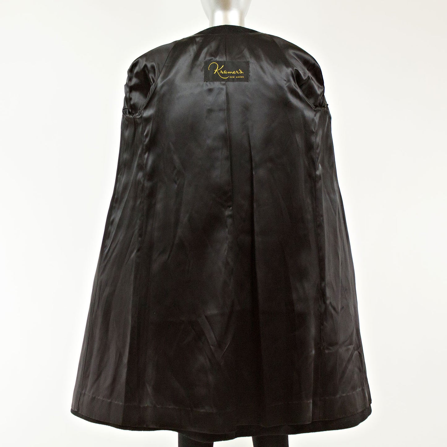 Black Wool Coat with Mink Collar - Size XS