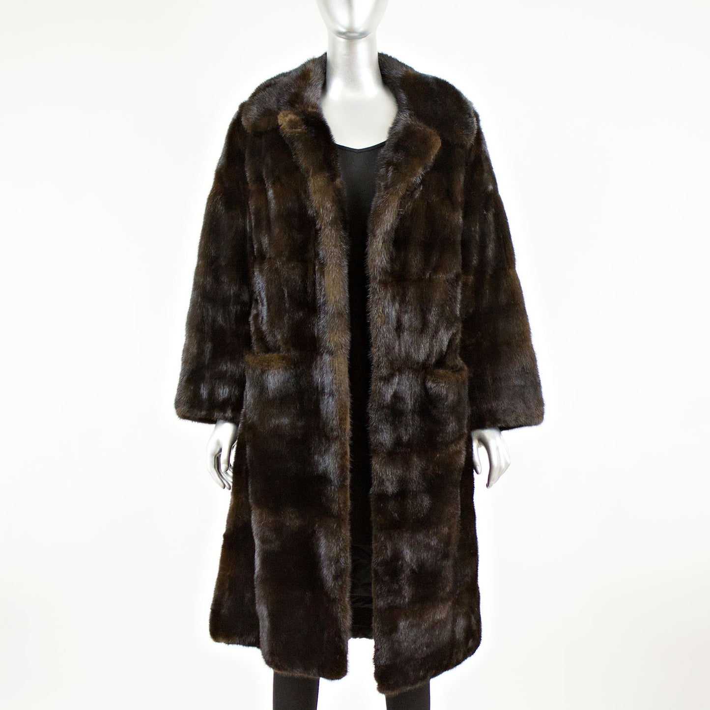 Dark Mahogany Mink Coat Horizontal - Size M