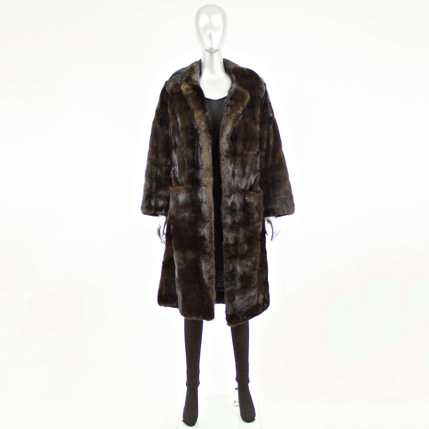 Dark Mahogany Mink Coat Horizontal - Size M