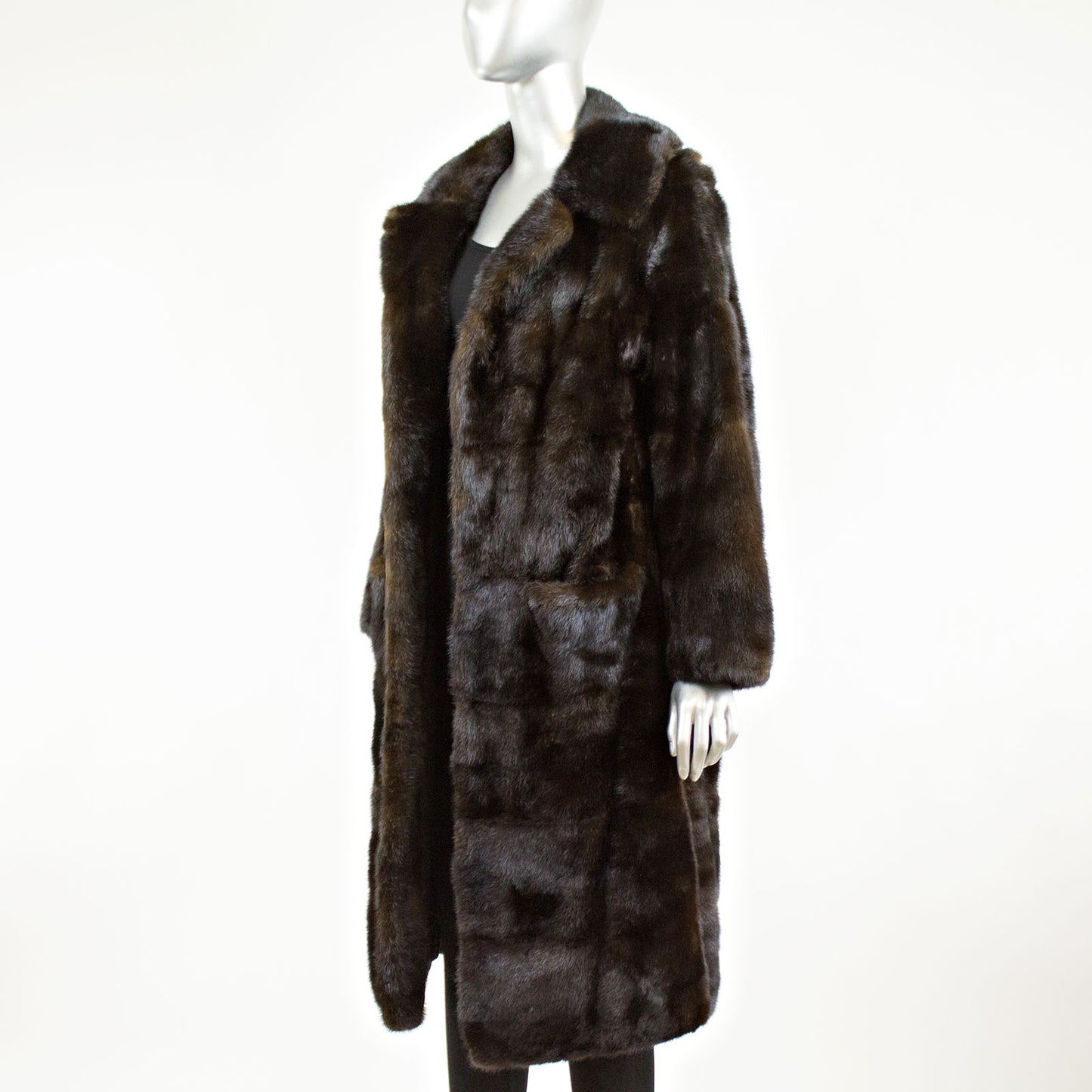 Dark Mahogany Mink Coat Horizontal - Size M