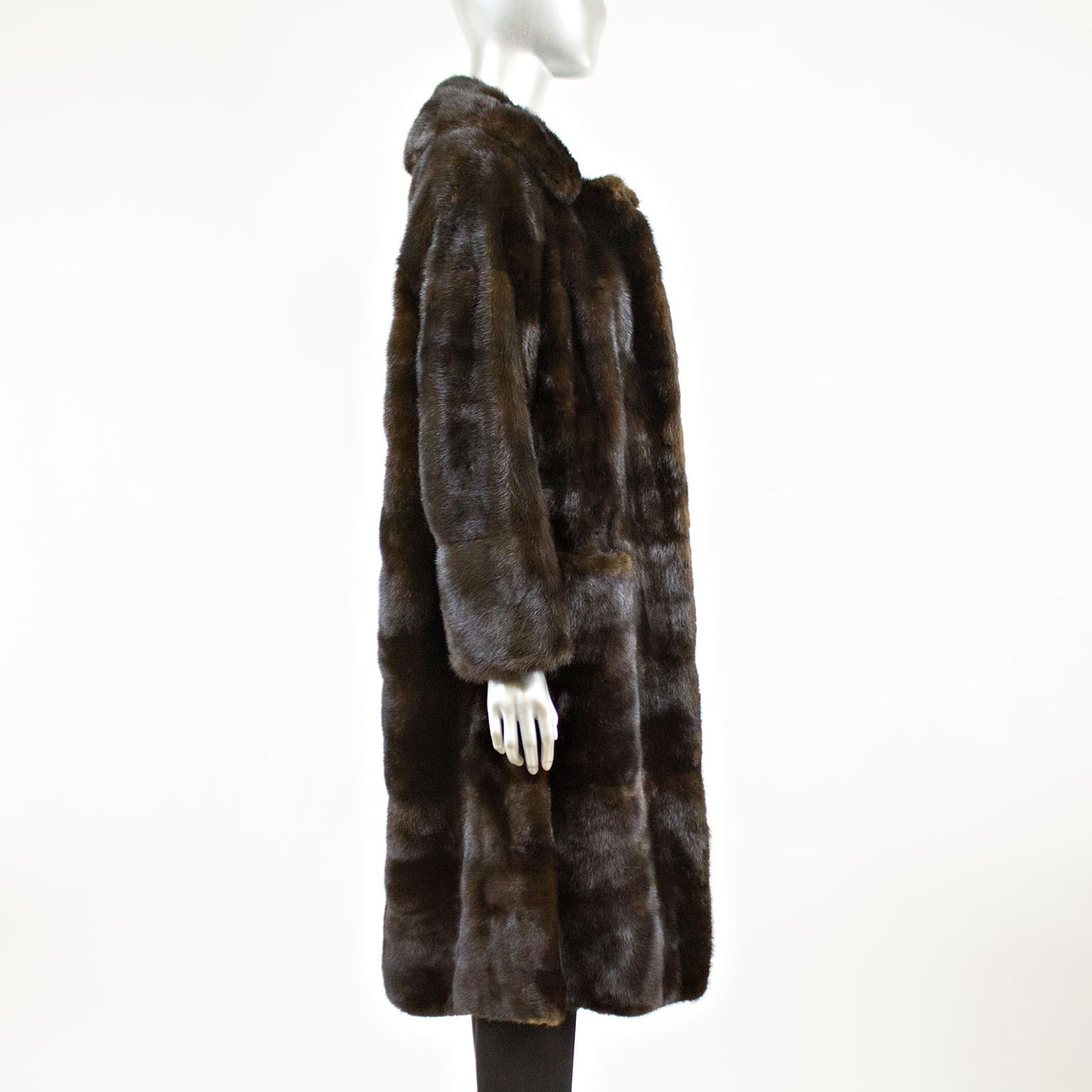 Dark Mahogany Mink Coat Horizontal - Size M