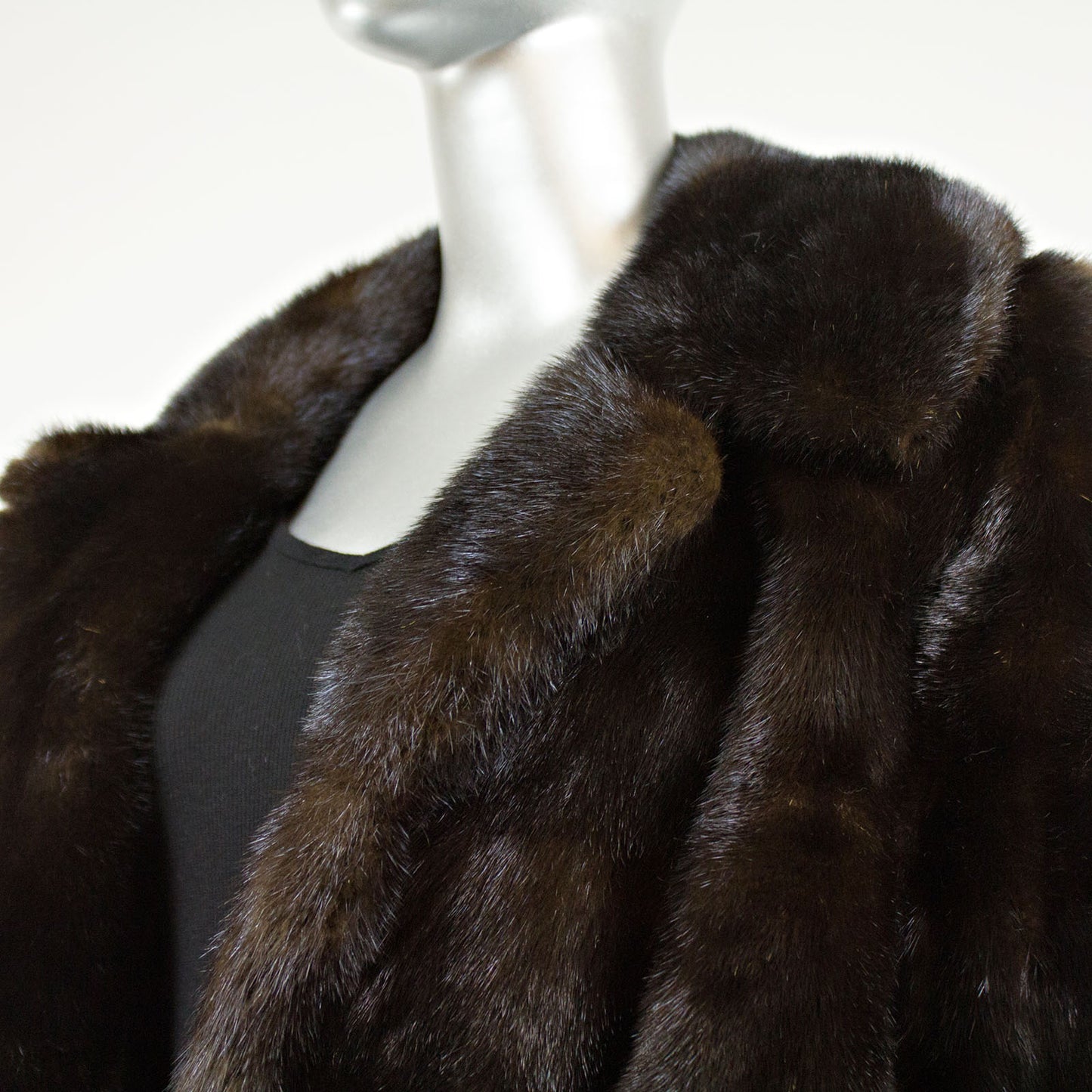 Dark Mahogany Mink Coat Horizontal - Size M